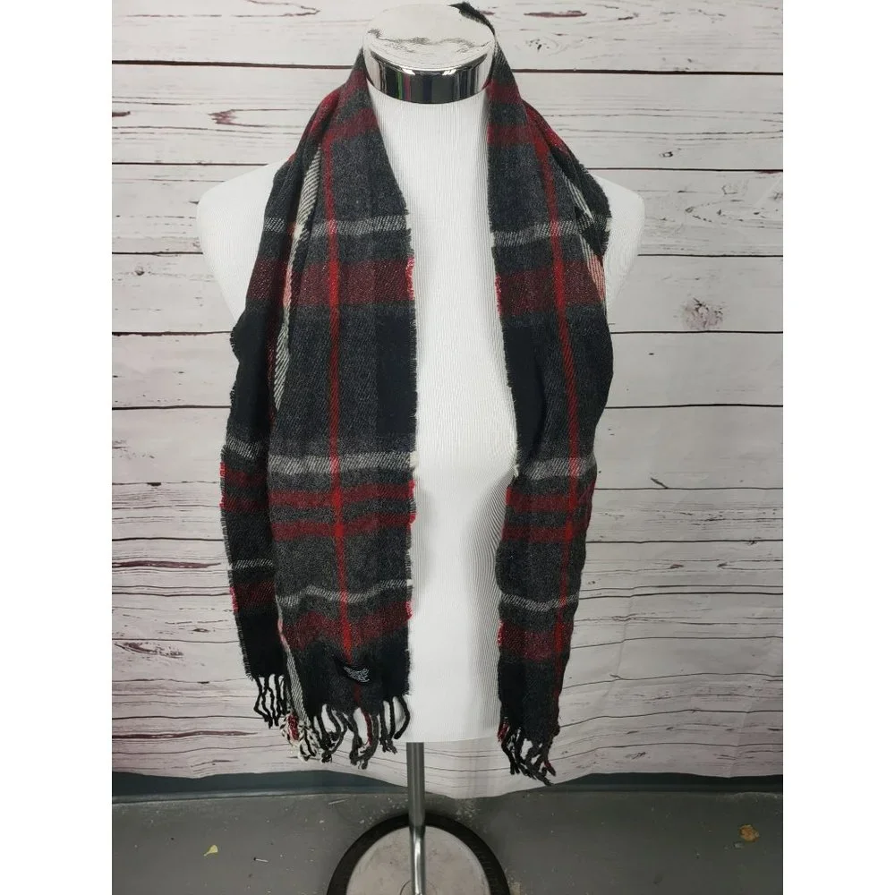 LF Outerwear‎ Plaid lightweight black red scarf
